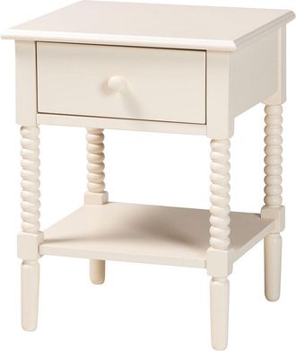 Baxton Studio Braith Farmhouse Spindle Wood 1-Drawer Nightstand