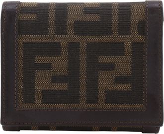 Fendi Zucca Brown Nylon Canvas Wallet (Tri-Fold) (Pre-Owned)
