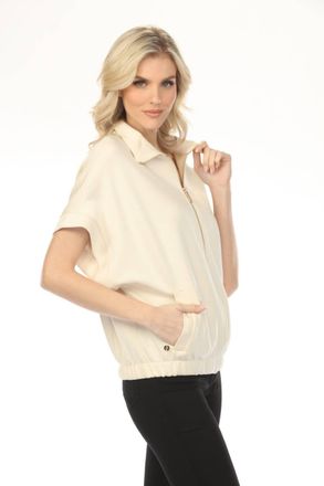 Joseph Ribkoff Dolman Sleeve Zip Front Boxy Jacket In Birch