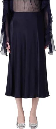 Alberta Ferretti Rokken, Dames, Blauw, M, Zijden A-lijn Midi Rok