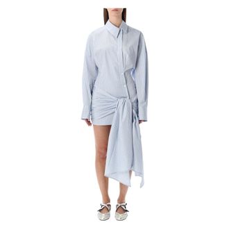The Attico Gestreepte Poplin Mini Jurk - Dames - Shirt Kleedjes - Blauw - S - Katoen - Kleedjes