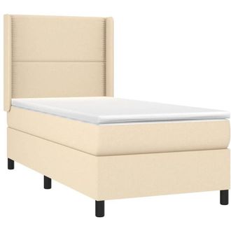 vidaXL Cama Box Spring Con Colch&oacute;n Tela Color Crema 100x200 Cm Vidaxl