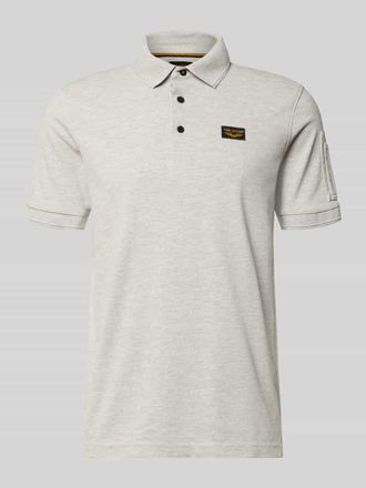 PME Legend Slim Fit Poloshirt mit Logo-Patch in Hellgrau, Gr&ouml;&szlig;e XXXL