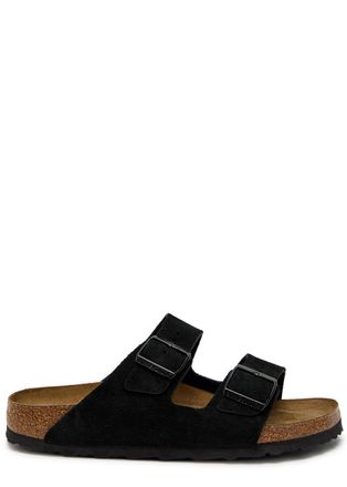 Birkenstock Arizona Suede Sliders - Black - 41 (IT41/ UK8)