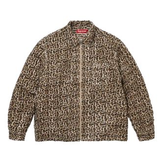 SUPREME FW26 Leopard Frayed Zip Up Shirt Tan SUP-FW26-084-TAN