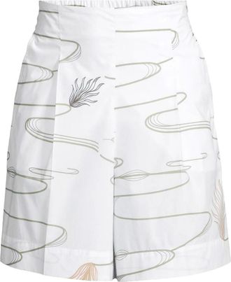 Max Mara Korte Broeken, Dames, Wit, L, Katoen, Balti katoenen shorts met designprint