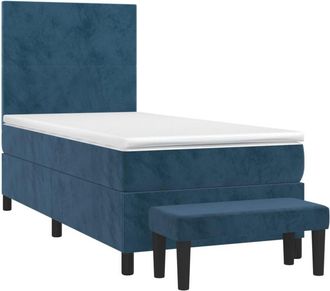 vidaXL Cama Box Spring Con Colch&oacute;n Terciopelo Azul Oscuro 80x200 Cm Vidaxl