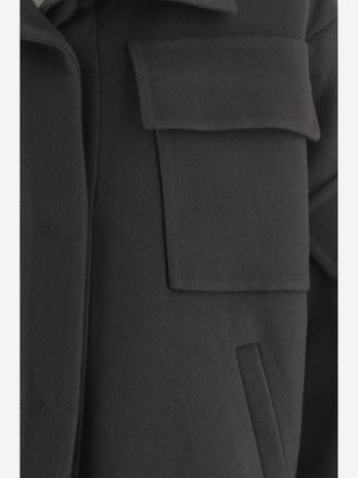 Giorgio Armani Womens Cashmere Coat With Multiple Pockets Grey