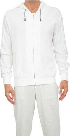 Eleventy Sweatshirt met ritssluiting - Heren - Vesten met rits - Wit - L - Katoen - Hoodies & sweatvesten