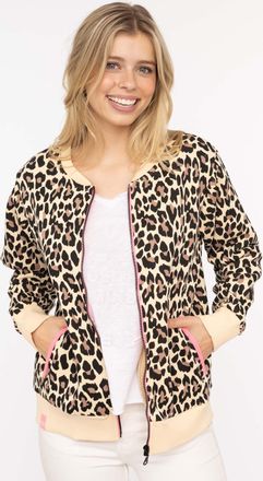 Zwillingsherz Sweatjacke ZWILLINGSHERZ Leo AOP, Damen, Gr. L/XL, beige, Sweatware, Obermaterial: 50% Baumwolle, 50% Polyester, Sweatjacken Sweatjacke, mit Reissvers