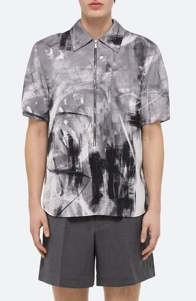 Helmut Lang Zip Scribble Shirt in White Multi - C1A at Nordstrom Rack, Size Xx-Large