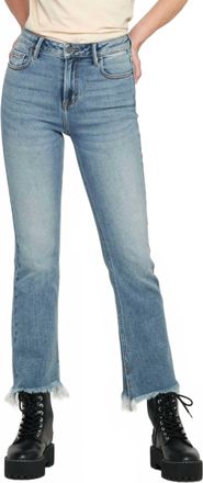 Hidden Jeans Happi Classic Stretch Frayed Hem Cropped Flare Jeans In Blue