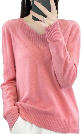 Generic Womens Knitted Pullover Solid Color Woolen Loose Long Sleeve V Neck Knit Jumpers Tops pnnrk XL(12)