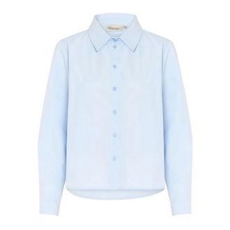 MY ESSENTIAL WARDROBE Cashmere Blue Shirt with Collar - female - My Essential Wardrobe - Shirts - Blue - 3XL - Blouses & Shirts