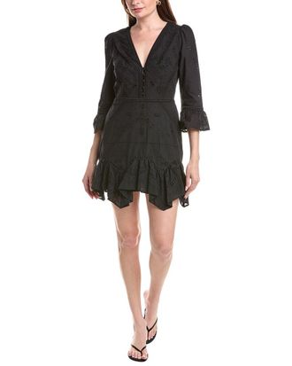 Marchesa Embroidered Cotton Voile Mini Dress