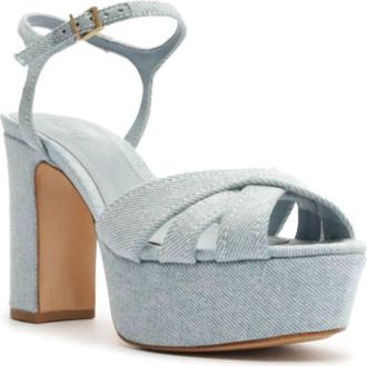 Schutz Womens Keefa Jeans Platform Sandal In Sea Blue