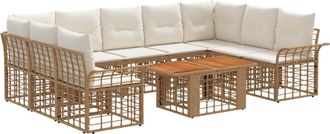 vidaXL Conjunto De Sof&aacute;s De Jard&iacute;n 10 Uds. Natural Y Crema Vidaxl
