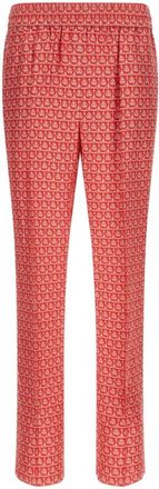 Ferragamo Gancini Pattern Zijden Broek - Dames - Slim Fit Broeken - Veelkleurig - XS - Broeken
