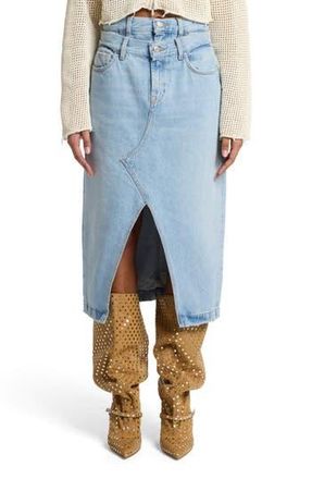 Seven 7 Double Waistband Denim Maxi Skirt in Bleach at Nordstrom Rack, Size 24