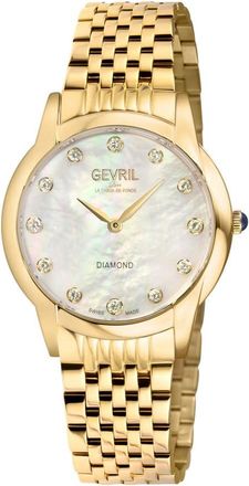 Gevril Group Airolo Diamond Mother of Pearl Dial Ladies Watch 23021B