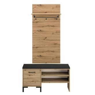 Petits Meubles Mueble de entrada con perchero y zapatero 1 puerta estratificado beige