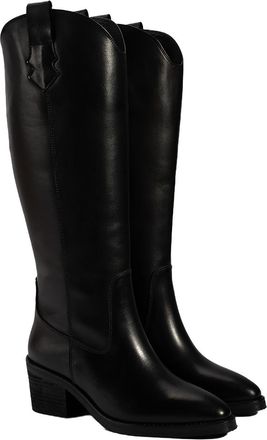 Desa Woman Riding Boots - Textile Upper, Block Heel, Pointed Toe, Breathable | Black - 36