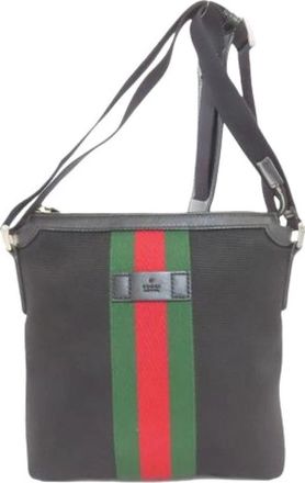 Gucci Pre-owned Canvas Cross Body Bag - Dames - Vintage Schoudertas - Zwart - ONE Size - Vintage