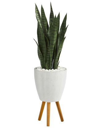 Nearly Natural 4Ft Sansevieria Artificial Plant In Planter With Stand