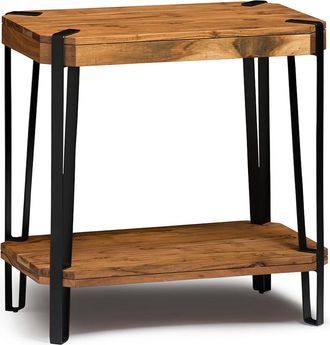 Alaterre Ryegate Natural Live Edge Solid Wood With Metal End Table