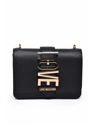 Love Moschino Black Polyurethane Metallic Shoulder Bag