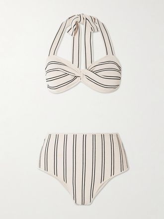 Zimmermann Bikini In Modal Stretch A Coste E Righe Con Incrocio Daylight - Crema