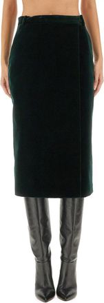 Saint Laurent Velvet Crossover Midi Skirt