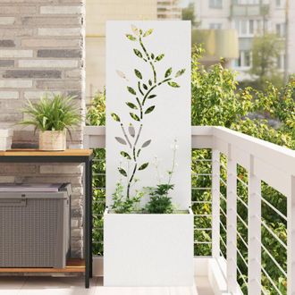 vidaXL Macetero De Jard&iacute;n Con Panel Decorativo Blanco 50 X 140 Cm Vidaxl