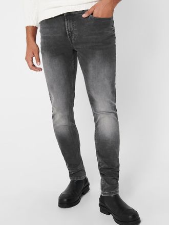 Only & Sons Slim-fit-Jeans ONLY & SONS LOOM SLIM, Herren, Gr. 30, L&auml;nge 34, grau (grau denim), Denim/Jeans, Obermaterial: 98% Baumwolle, 2% Elasthan, schmal, Jean
