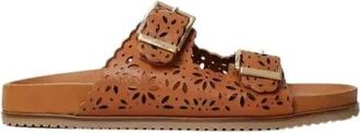 Twinset Leren slide sandalen - Dames - Schoenen - Bruin - Maat: 36 EU Leer