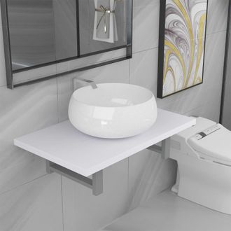 vidaXL Conjunto De Muebles De Ba&ntilde;o 2 Piezas Cer&aacute;mica Blanco Vidaxl