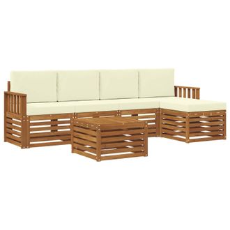 vidaXL Conjunto De Sof&aacute;s De Exterior Con Coj&iacute;n 6 Pcs Natural Y Crema Vidaxl