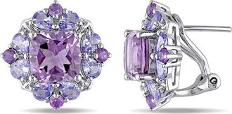 Amour 5 7/8 CT TGW Amethyst and Tanzanite Earrings In Sterling Silver