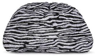 Raf&eacute; New York Aya Sequined Frame Clutch in Black /White at Nordstrom, Size Small