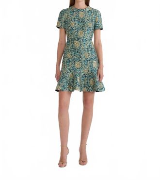 Saloni Callaina Rose Brocade Min Dress In Green