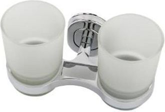Trade Shop Trade Shop - Portacepillos De Dientes Con Vaso De Cristal Doble Accesorios De Ba&ntilde;o De Pared