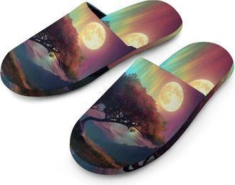 Generic Tree And Life Aurora Mens Slippers Warm Non-Slip Houes Shose Spa Slipper for Home Bedroom