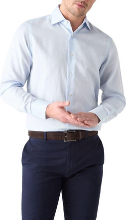 Robert Talbott Reynolds Cotton Linen Blend Shirt in Contemporary fit in Blue at Nordstrom, Size 16.5 - 34