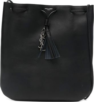 Saint Laurent Medium Jean Flat schoudertas met kwastje - Zwart