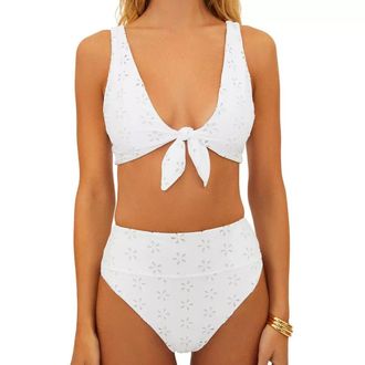 Beach Riot Dallas Bikini Top Womens White Knot Front Stretch Beach JZZ708