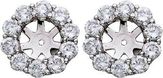 Pompeii3 1 1/2ct Diamond Halo Earring Studs Jackets 14k White Gold (6-6.7mm)