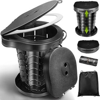 OEM Inodoro Port&aacute;til Plegable Para Camping - Inodoro Port&aacute;til - Actividades Al Aire Libre - Altura Ajustable - 34 Cm De Alto - Negro