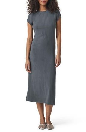 Splendid Salma Short Sleeve Rib Midi Dress in Ink at Nordstrom Rack, Size Medium