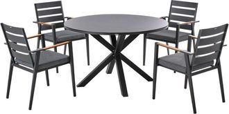 Beliani Garden Dining Set 4 Seater MALETTO/TAVIANO with Cushions Metal Black