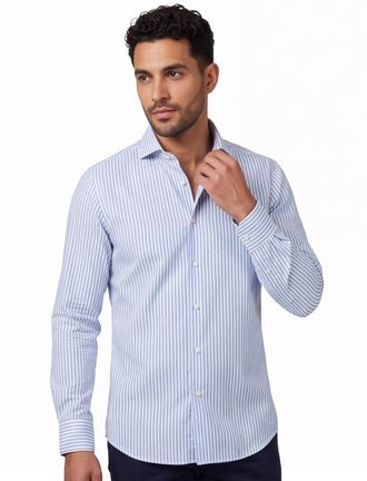 Cavallaro Cavallaro napoli overhemd blauw gestreept katoen